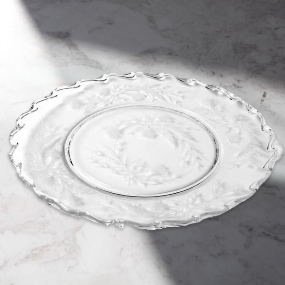 Mid Century Fostoria Heather Etched Crystal Luncheon Plate 8”